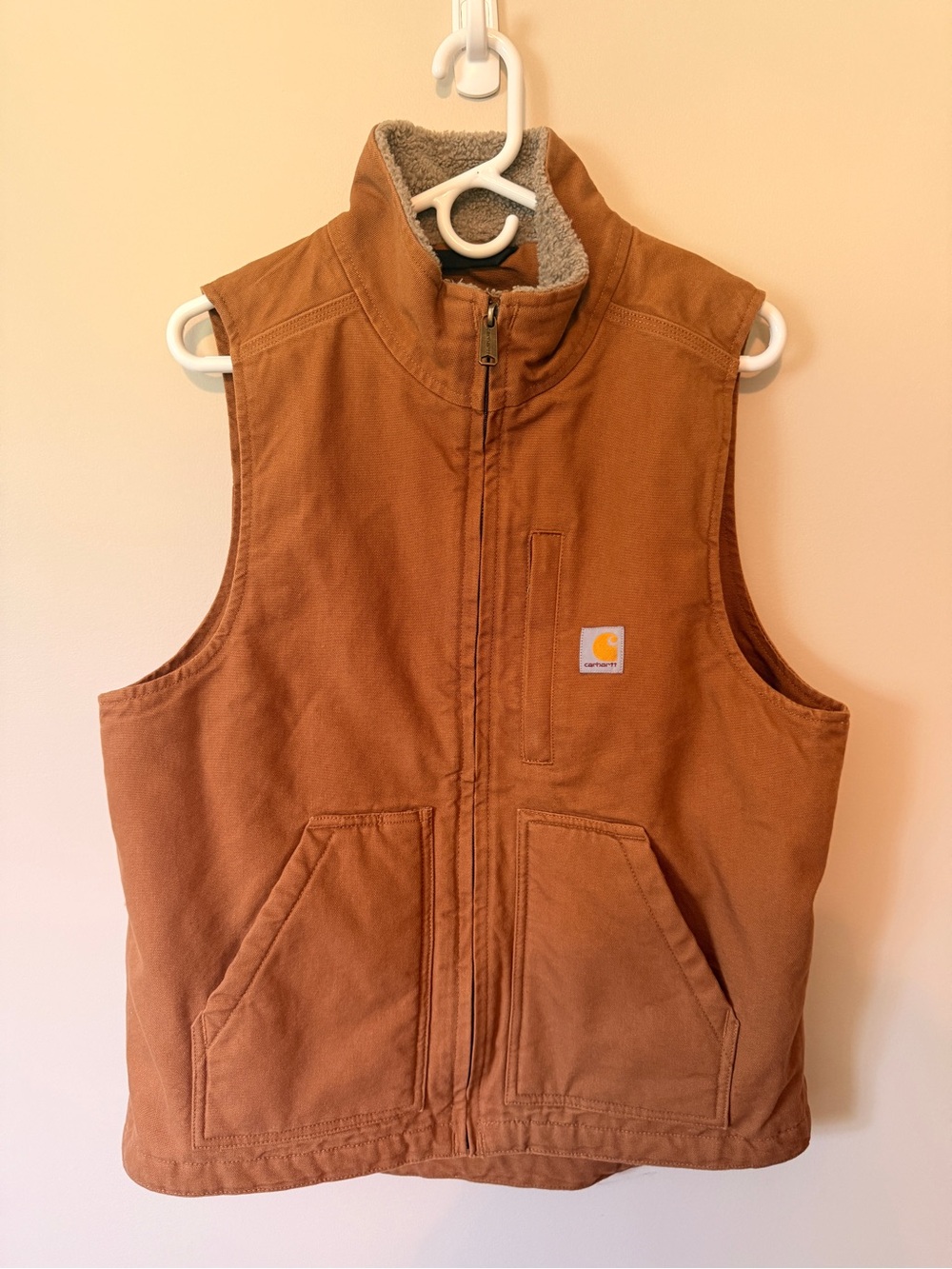 Carhartt Brown/Tan Sherpa-Lined Work Vest